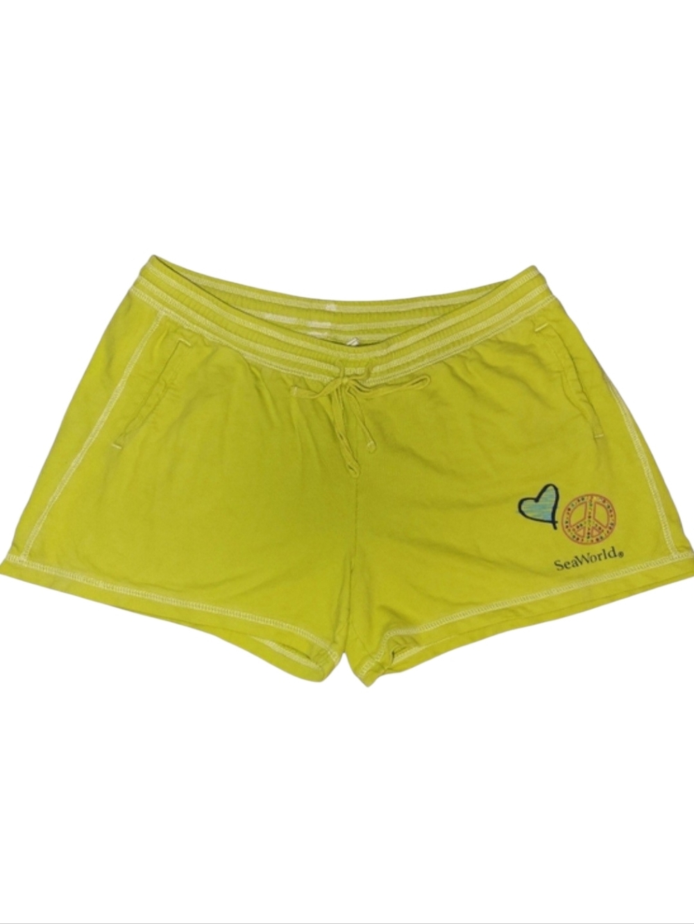 SeaWorld Lime Green Peace Heart Graphic Lounge Shorts Size 2X - Picture 3 of 9